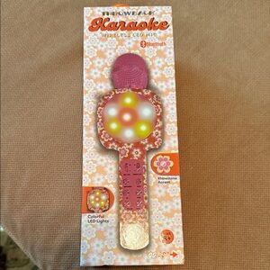 Pink Wireless Karaoke Microphone with LED Lights